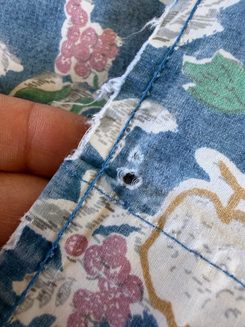 VTG Ralph Lauren Jardin Blue 3-Piece Sheet Set Blue Floral 90s 100% Cotton FLAWS